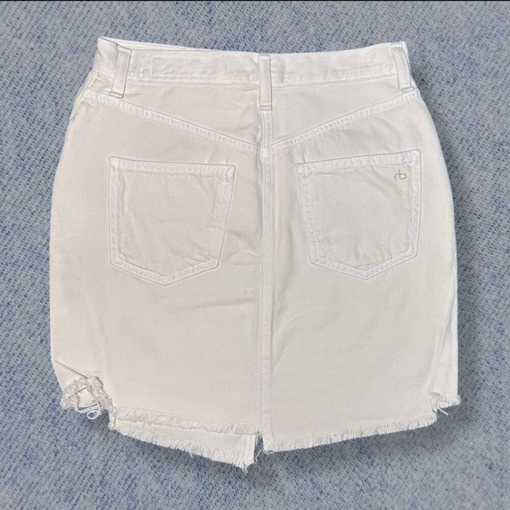 Rag & Bone Women’s White Denim Asymmetrical Frayed Hem Mini Skirt - Size 26 - Picture 2 of 5